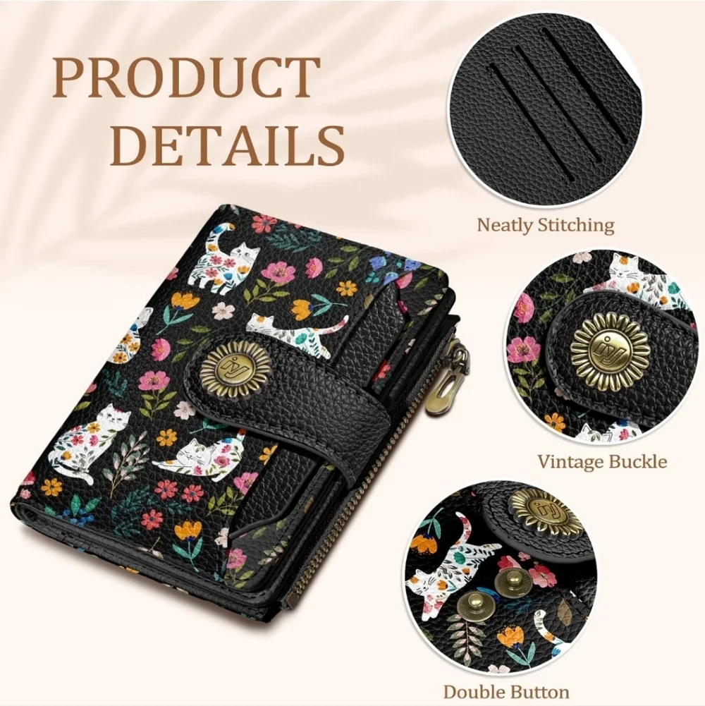 Floral Cat Print Wallet
